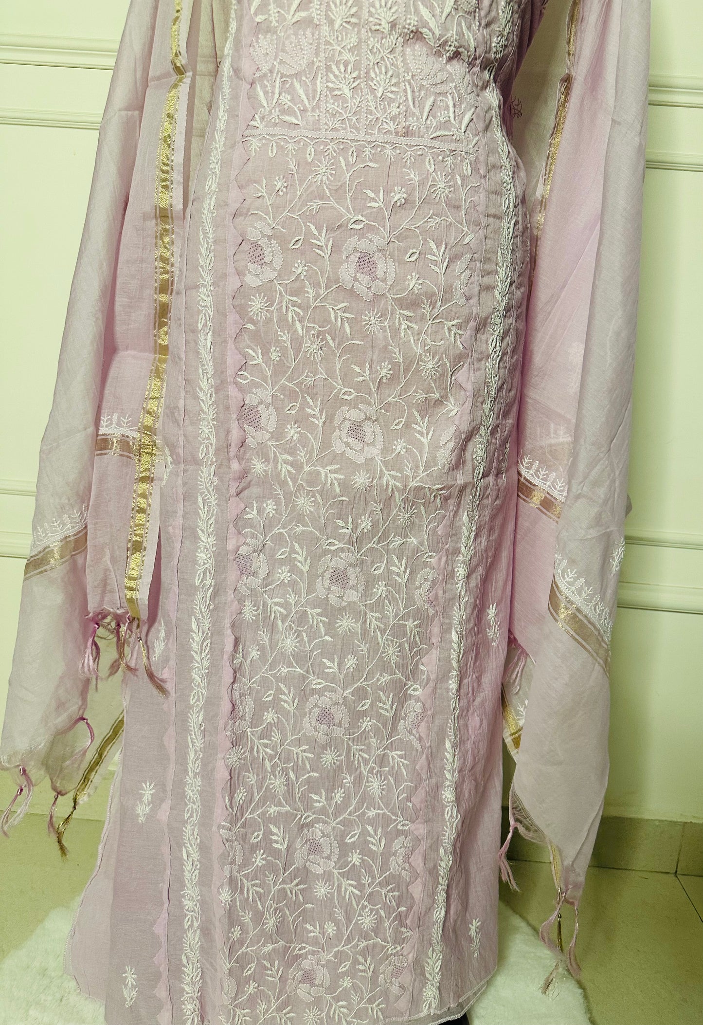 Chikankari fine jali work straight suit
