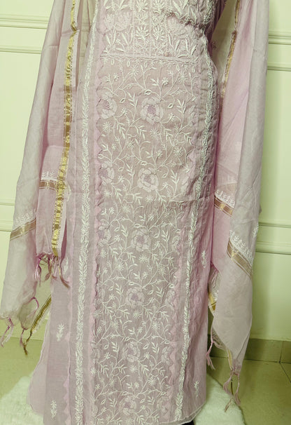 Chikankari fine jali work straight suit