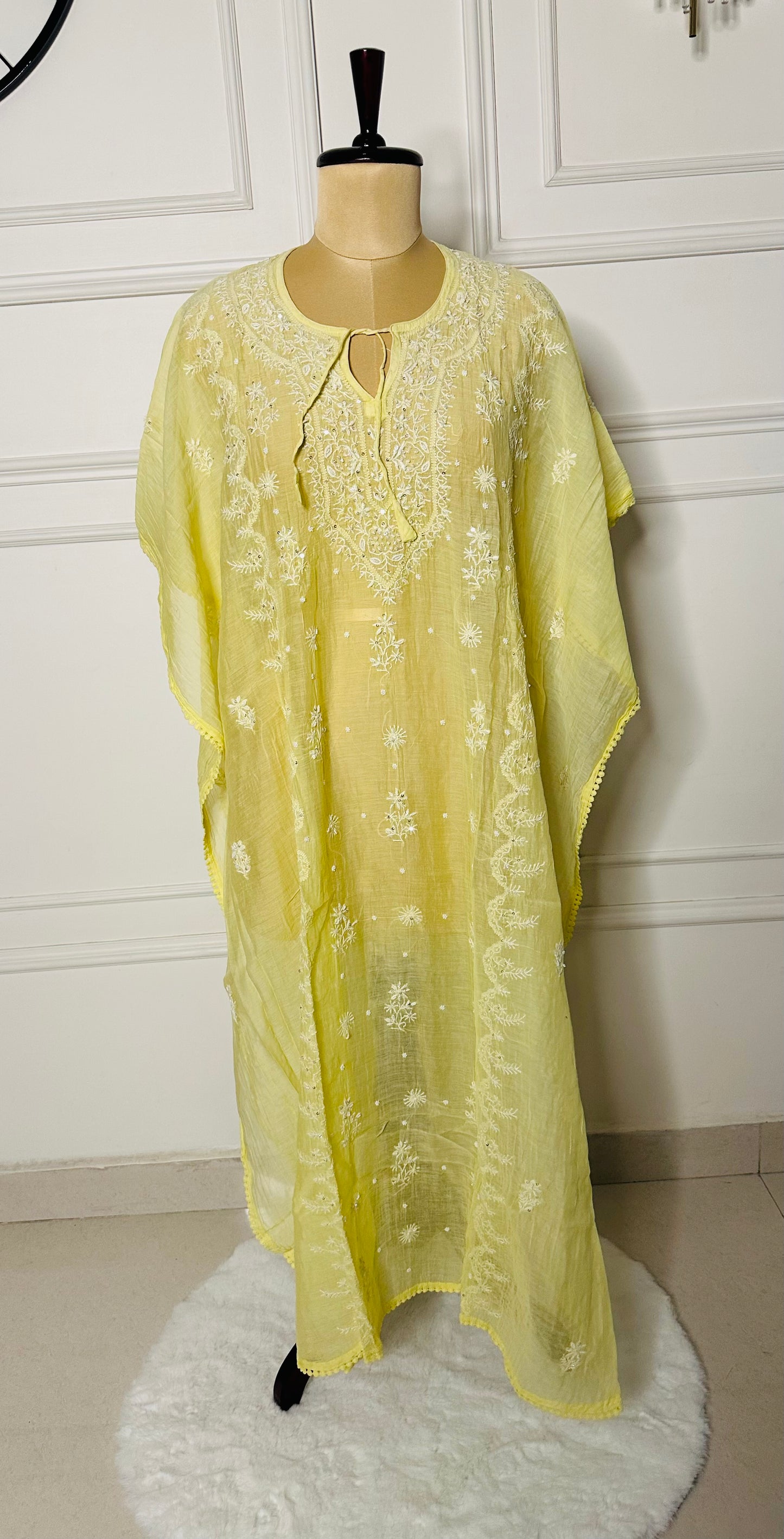 Chikankari work kaftan