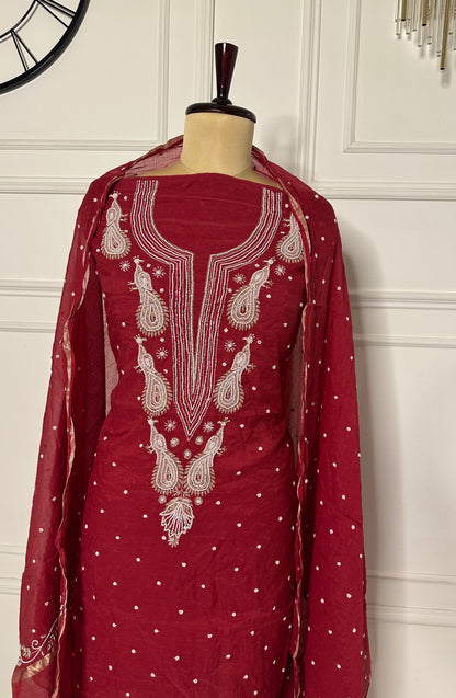 Mukaish and pearl work straight suit
