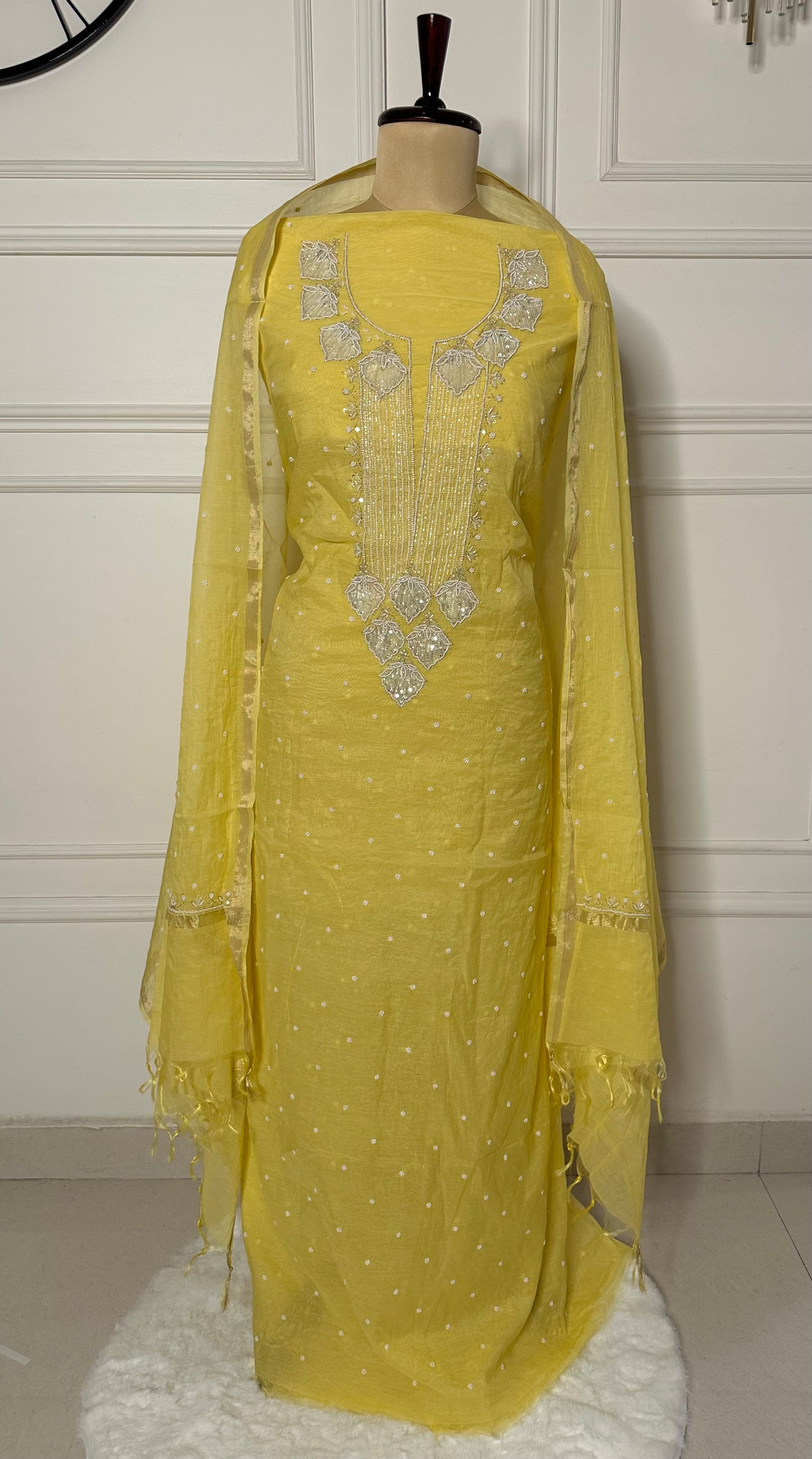 Mukaish and pearl work straight suit