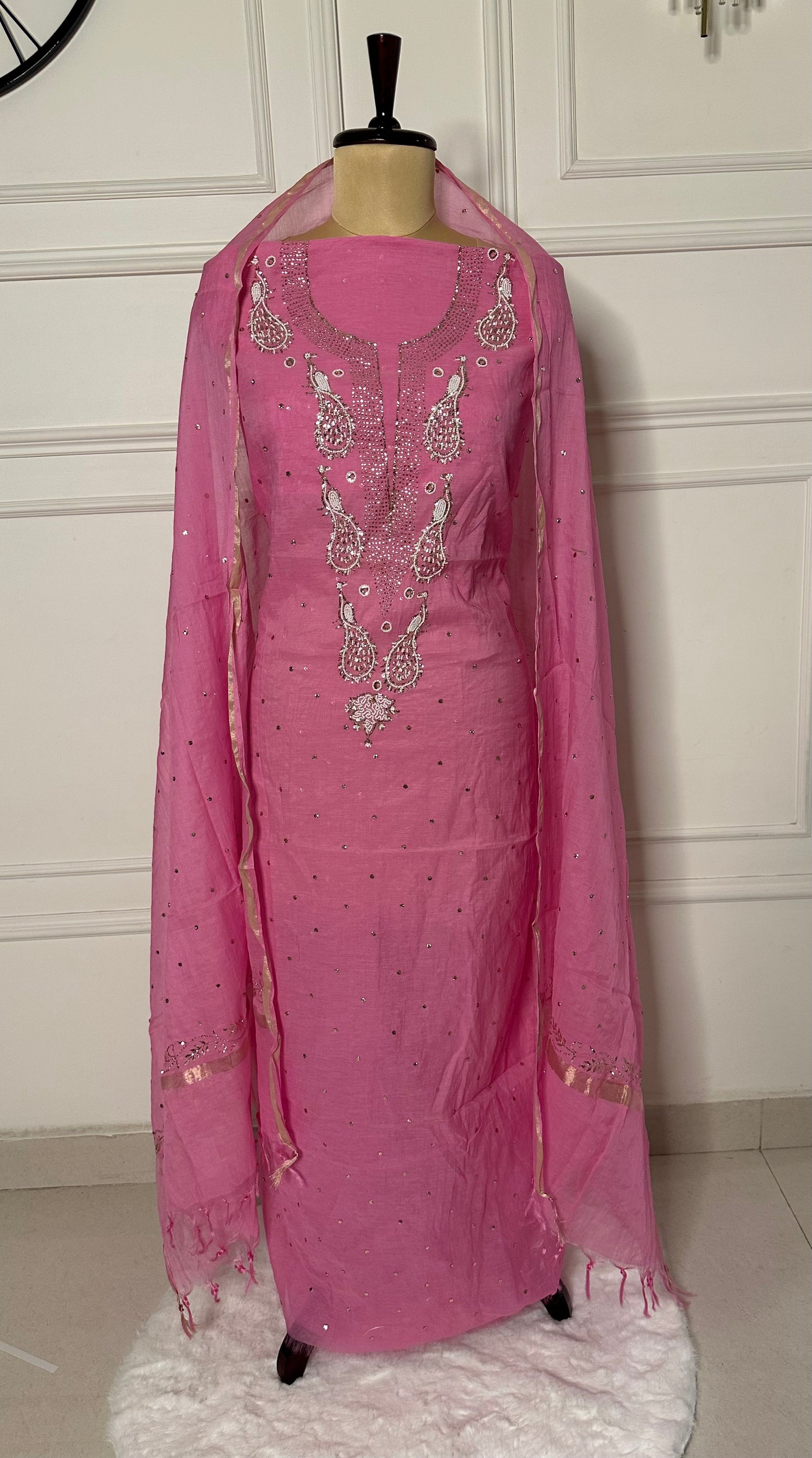 Mukaish and pearl work straight suit