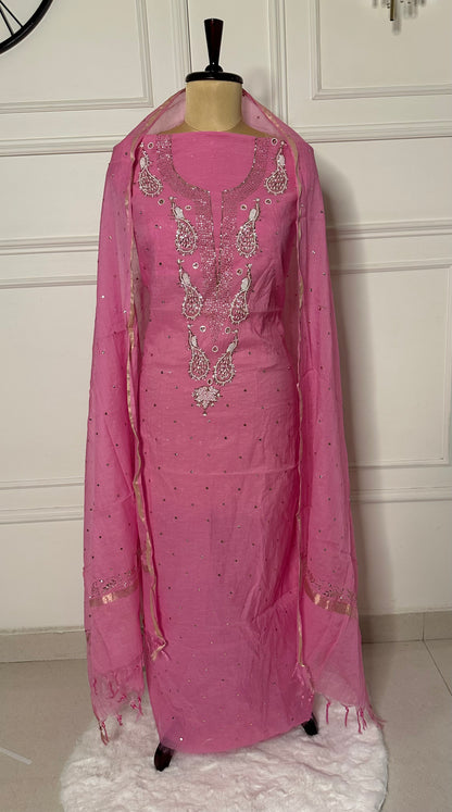Mukaish and pearl work straight suit