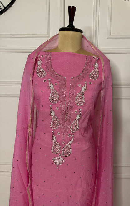Mukaish and pearl work straight suit