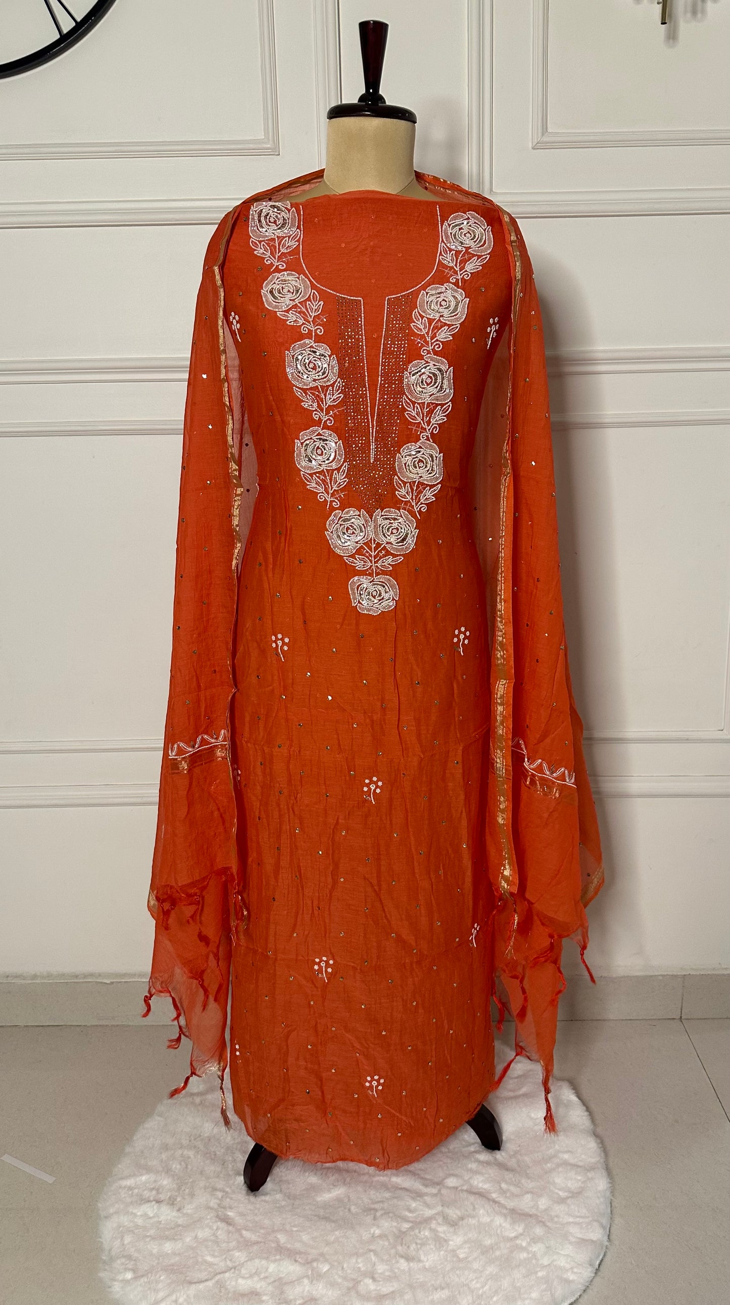 Mukaish and pearl work straight suit