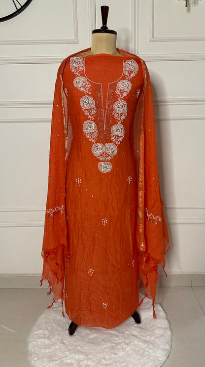 Mukaish and pearl work straight suit