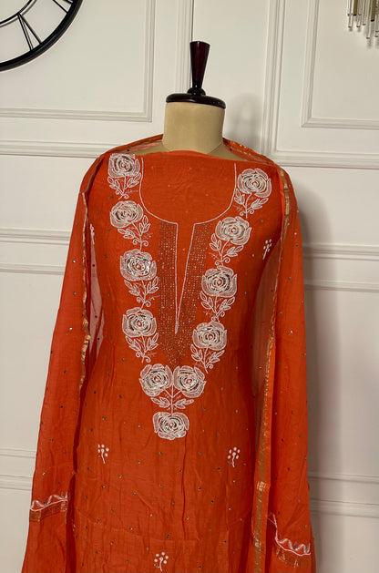 Mukaish and pearl work straight suit