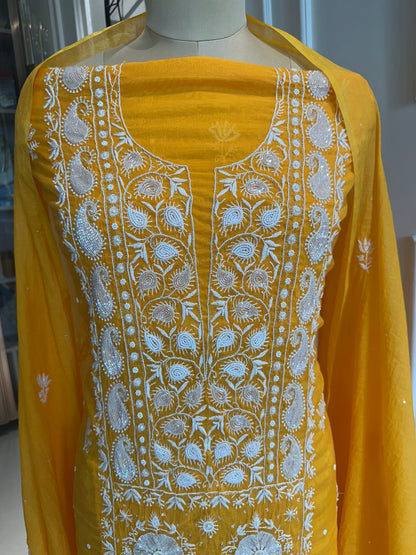 Pure mulmul chanderi panel suit