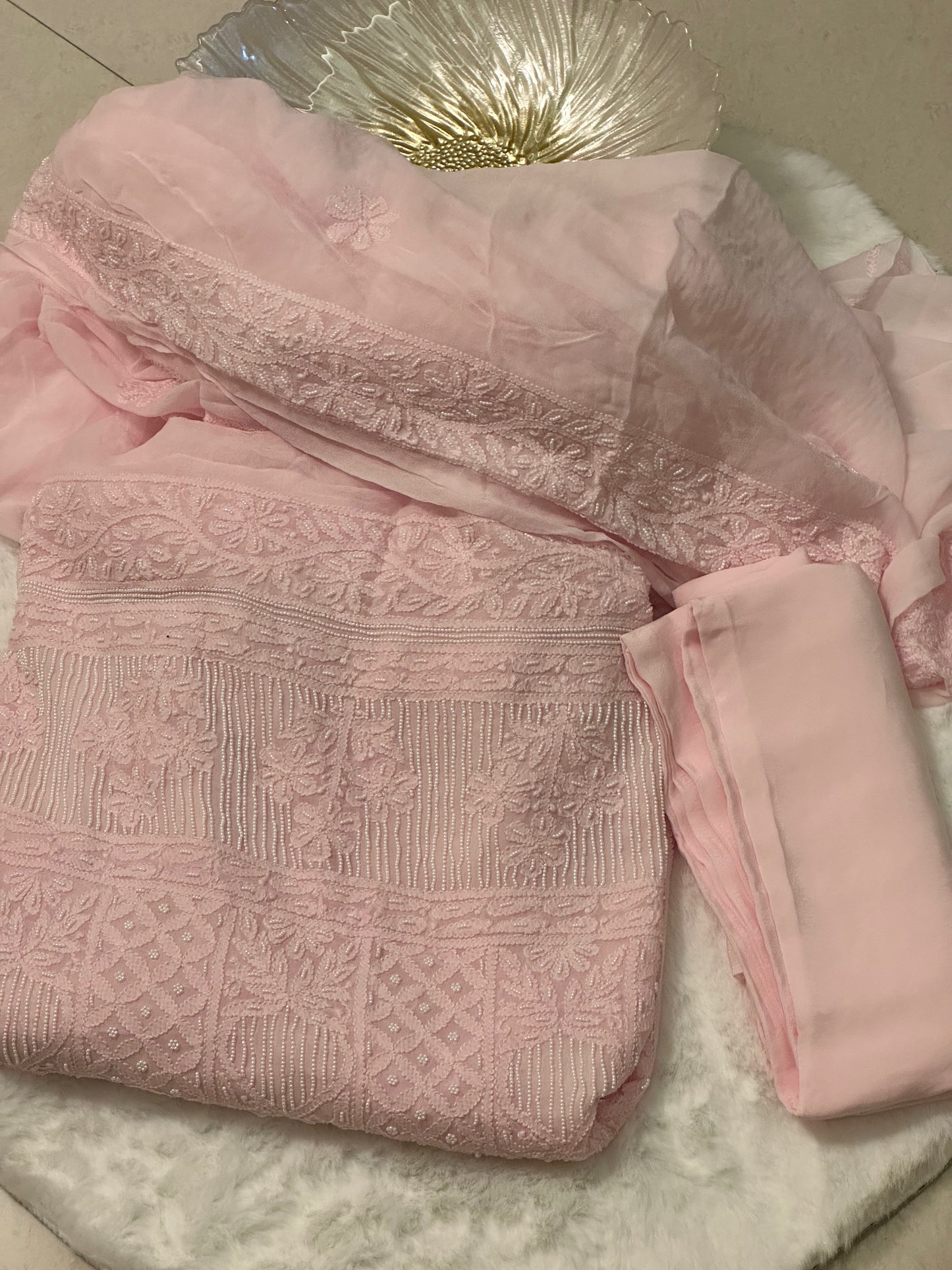 Pearl Work Chikankari Suit