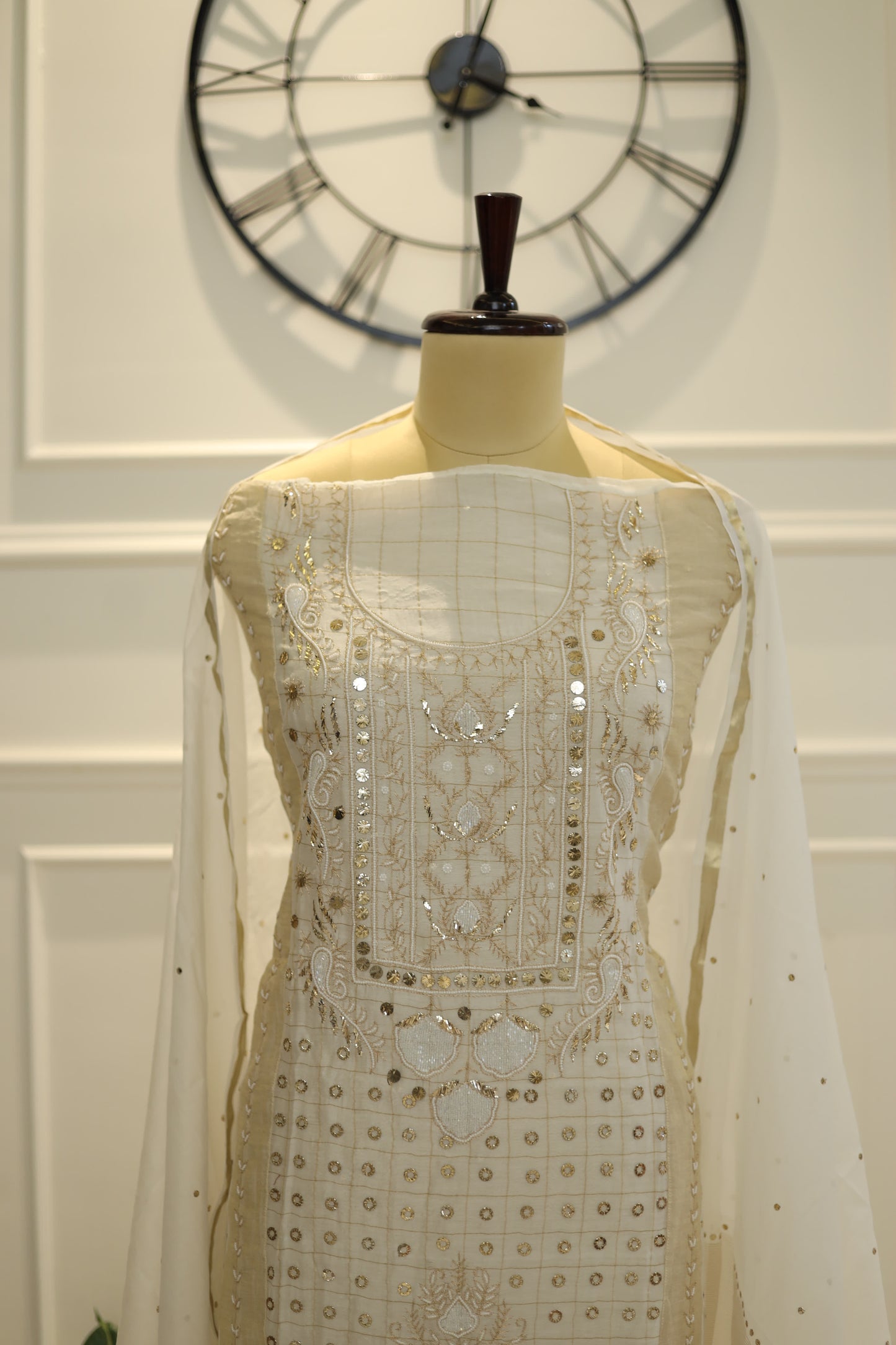 Mukaish, pearl and kasab work straight suit