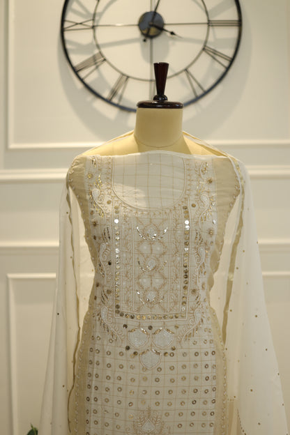 Mukaish, pearl and kasab work straight suit