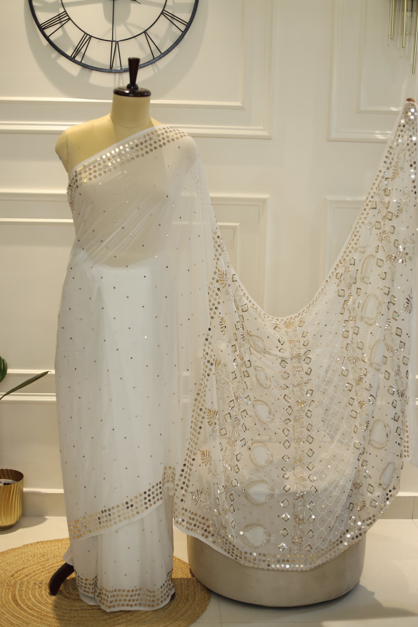 Mukaish work saree
