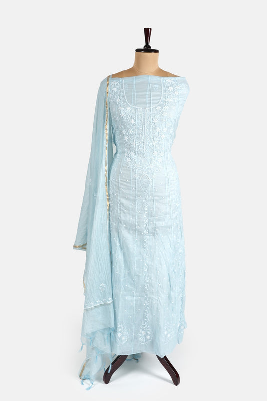 Katdana and Pearl Work Handcrafted Chikankari Pure mulmul Anarkali