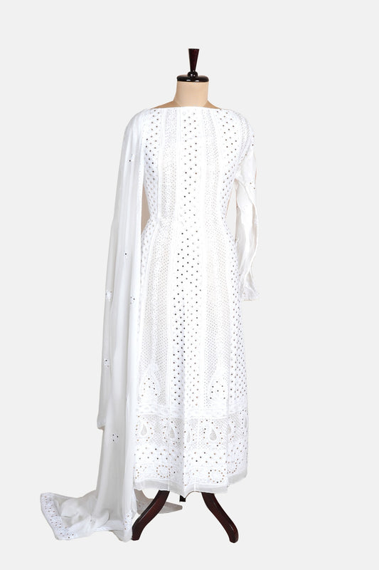 Pure Georgette Anarkali with Mukaish Work