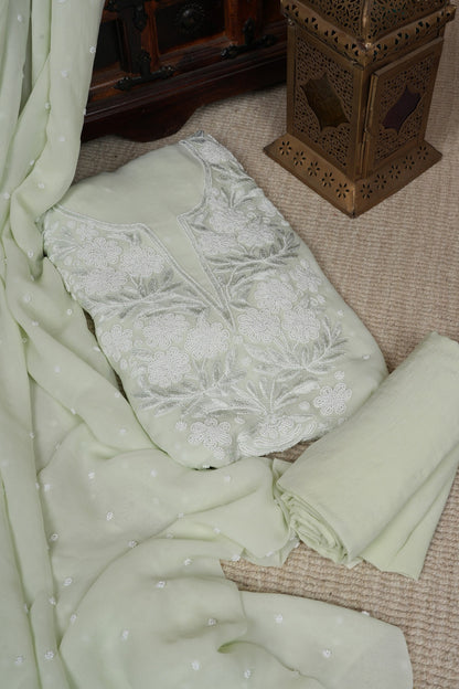 Pastel green Beautiful Pearl Work Suit