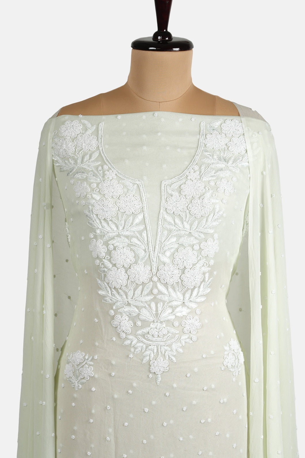 Pastel green Beautiful Pearl Work Suit