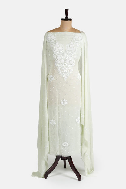 Pastel green Beautiful Pearl Work Suit