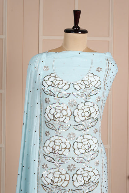 Party wear Pastel Blue Pearl work suit