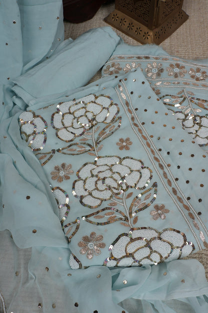 Party wear Pastel Blue Pearl work suit