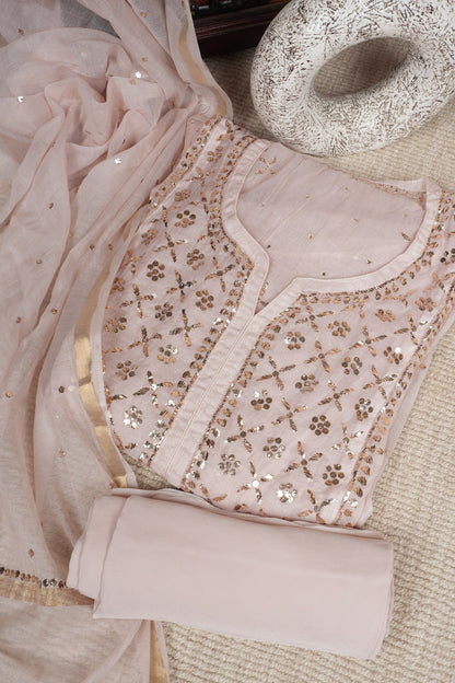 Beige Pure Mulmul A-Line Suit