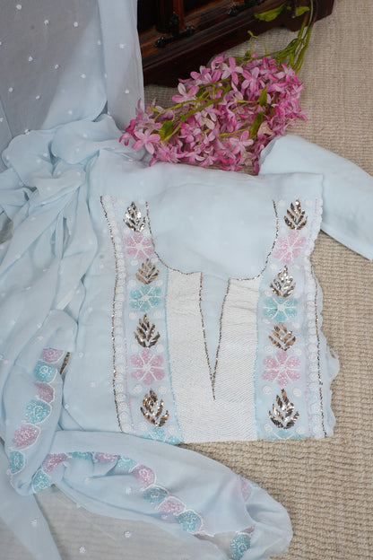 Pastel Blue Katdana, Pitta and Pearl Work Suit