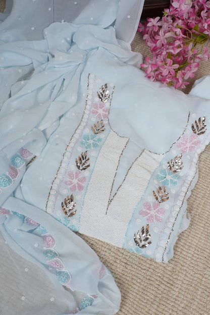 Pastel Blue Katdana, Pitta and Pearl Work Suit