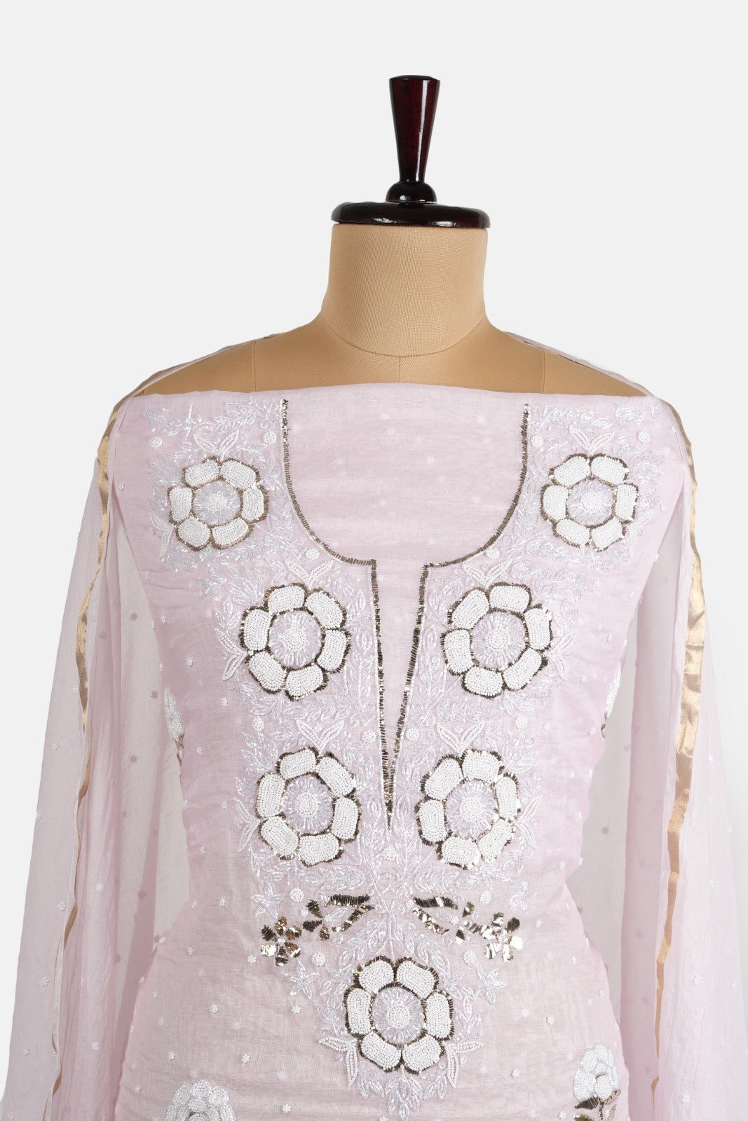 Pitta Pearl work Pure Mulmul Suit