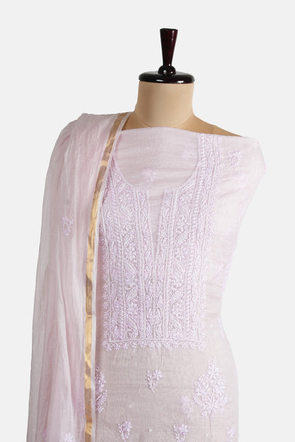 Light Pink Pure Mulmul Suit with Pearl and Katdana Work