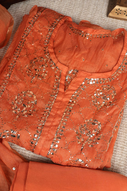 Rust Pure Mulmul A-Line Suit