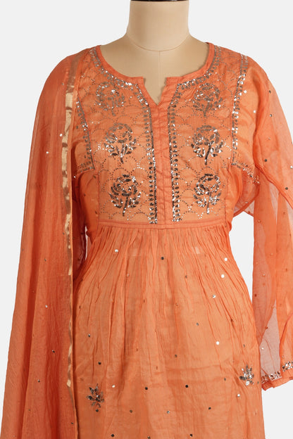 Rust Pure Mulmul A-Line Suit