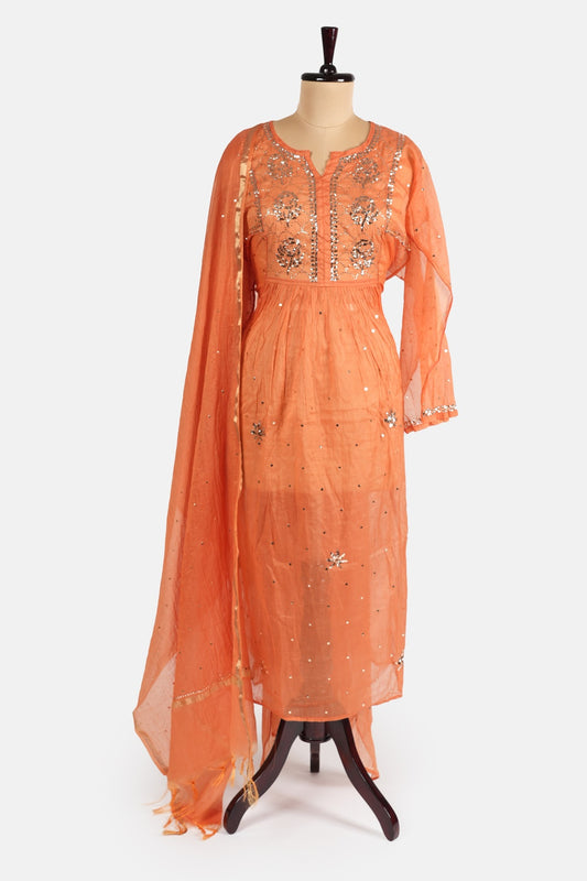 Rust Pure Mulmul A-Line Suit